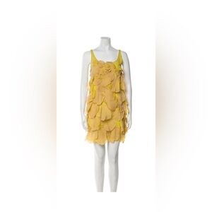 Fendi Silk Yellow Petal-Detail Sleeveless Dress